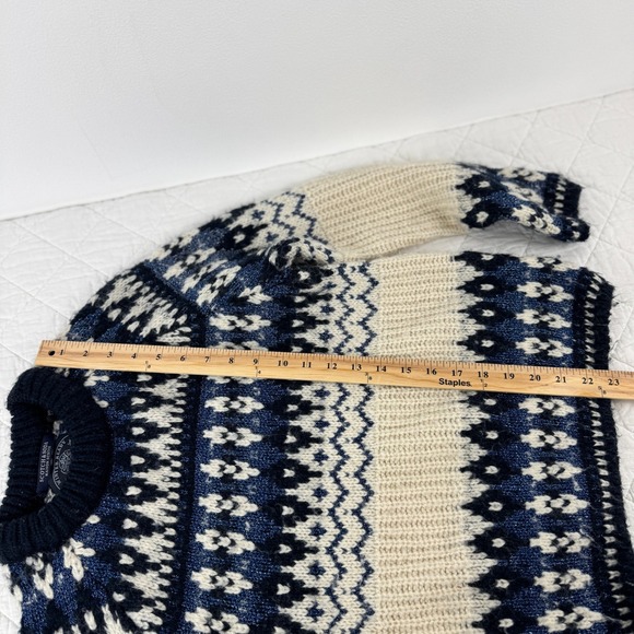 Scotch Soda Fair Isle Knit Crewneck Sweater Blue Cream Wool Blend Size S - Picture 7 of 16